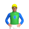 GREEN, BLUE DIAMOND BAND, BLUE SLEEVES, Red cap