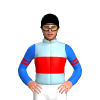 LIGHT BLUE,RED BAND,BLUE SLEEVES,RED DOUBLE ARMBANDS, Yellow cap