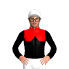 RED, BLACK HALVED, BLACK DIAMOND BAND,BLACK SLEEVES, Orange cap