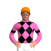 HOT PINK, BLACK DIAMOND CHECKS, ARMBANDS, White cap