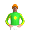 LIME GREEN, YELLOW DIAMOND BAND, STRIPED SLEEVES, Yellow cap