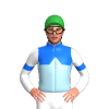 BLUE, LIGHT BLUE HALVES, LIGHT BLUE DIAMOND BAND, WHITE SLEEVES, BLUE ARMBAND, Green cap