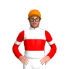 WHITE,RED BAND,SLEEVES,WHITE ARMBANDS, Green cap