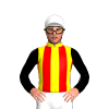 YELLOW, RED STRIPES, BLACK SLEEVES, Orange cap