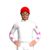WHITE, HOT PINK FIVE STARS, WHITE SLEEVES, HOT PINK STARS, Red cap