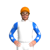 MEDIUM BLUE, WHITE STARS, MEDIUM BLUE SLEEVES, WHITE DOUBLE ARMBANDS, Red cap