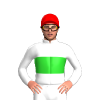 WHITE, LIME GREEN BAND, Orange cap