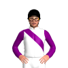 WHITE, PURPLE RIGHT SASH, SLEEVES, Green cap