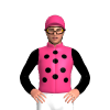 Pink, Black Polka Dots, Black Sleeves, Pink Cap