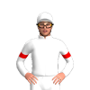 WHITE, RED SIX SPOTS, ARMBAND, Red cap