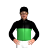LIME GREEN,WHITE HALVED,DIAMOND BAND,RED SLEEVES, Yellow cap