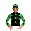 BLACK, GREEN STARS, SLEEVES, BLACK STARS, GREEN CAP, BLACK STARS, PEAK