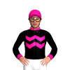 BLACK, DEEP PINK TWO ZIGZAG CHEVRON, CAP, CUFFS, COLLAR