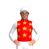 RED,GOLD STARS,WHITE SLEEVES,CAP