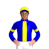 MEDIUM BLUE, YELLOW STRIPE, MEDIUM BLUE SLEEVES, YELLOW ARMBANDS, YELLOW CAP, MEDIUM BLUE PEAK
