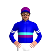 MEDIUM BLUE, TURQUOISE AND PURPLE BAND, MEDIUM BLUE SLEEVES, WHITE AND TURQUOISE ARMBANDS, PURPLE CAP, MEDIUM BLUE PEAK