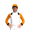 WHITE, BLACK EPAULETTES, ORANGE SLEEVES, BLACK CUFF, ORANGE CAP, BLACK PEAK