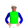 LIME, MEDIUM BLUE SLEEVES, WHITE CAP