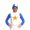 White, Orange Star, Royal Blue Sleeves, Royal Blue And White Quartered Cap