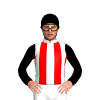 White, Red Stripes, Black Sleeves And Cap