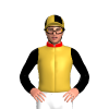 Gold, Inverted Black Chevrons, Black Sleeves, Red Collar, Gold And Black Quartered Cap