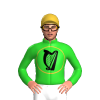 Lime Green, Gold Circle, Black Outline And Harp Inside, Gold Cap