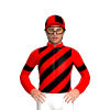 Red, Black Diagonal Stripes, Armbands And Quartered Cap