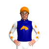 Navy, Orange Horsehead, White Sleeves, Orange Stars, Orange Star Cap