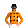 Orange, Black Stars And Cap, Orange Pom Pom