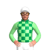 Emerald Green, Light Green Checks And Sleeves, White Cap