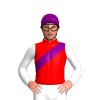 Red, Purple Sash, White Sleeves, Purple Cap