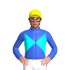 Aqua Blue, Royal Blue Diabolo, Collar And Sleeves, Yellow Spot And Cap