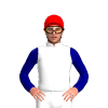 White, Navy Blue Sleeves, Red Cap