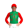 EMERALD GREEN,RED HORSESHOES, SLEEVES,CAP