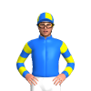 BLUE,YELLOW FIVE SPOTS, HOOPS SLEEVES, QUARTERS CAP