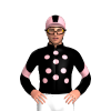 BLACK,LIGHT PINK SPOTS,BLACK SLEEVES,LIGHT PINK CHEVRON,LIGHT PINK CAP,BLACK STRIPE