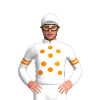 WHITE, ORANGE SPOTS, WHITE SLEEVES, ORANGE DOUBLE ARMBAND