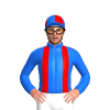 BLUE, RED BRACES, BLUE CAP, RED QUARTERS