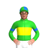 LIME GREEN, YELLOW BAND, LIME GREEN SLEEVES, BLUE ARMBAND, QUARTERS CAP