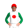 WHITE, RED SPOT, EMERALD GREEN SLEEVES, RED CAP