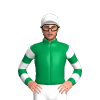 EMERALD GREEN & WHITE DIAGONAL STRIPES, HOOPED SLEEVES, WHITE CAP