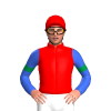 RED, ROYAL BLUE SLEEVES, EMERALD GREEN ARMBANDS, RED CAP