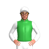 Green, White Sleeves And Cap