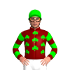 Maroon, Lime Shamrocks And Hooped Sleeves, Lime Cap