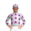 Silver, Yellow Crescent Moon, Purple Stars, Silver And Purple Stars Sleeves And Cap