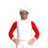 White, Red Diamond And Sleeves, White Cuffs, White And Red Diamond Cap