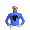 Royal Blue, Horse Silhouette, White Chicken Silhouette And Cap