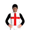 White, Red Cross, Black Sleeves And Cap