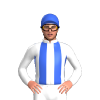 White, Royal Blue Stripes And Cap