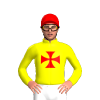 Yellow, Red Maltese Cross And Cap